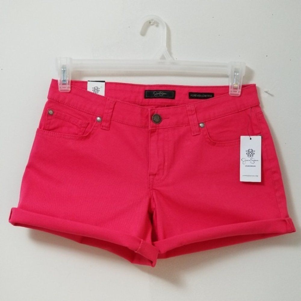 Vibrant Pink Jean Shorts Size 28 waist Cuff Hem, Classic 5-Pocket, NWT!